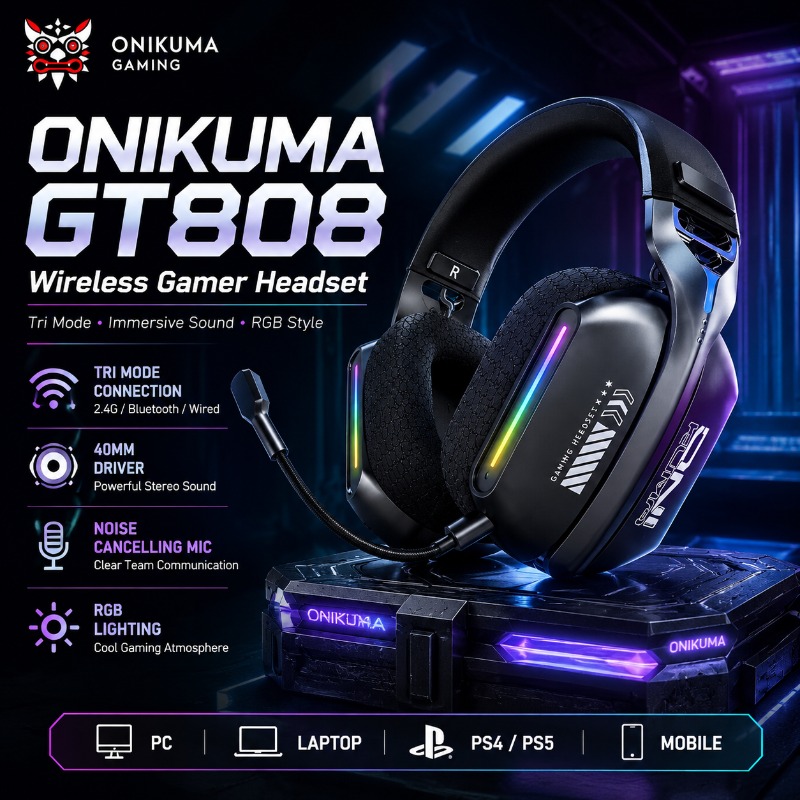 Soundbar Bluetooth Home - ONIKUMA GT808 Kablosuz Oyun Kulaklığı Üç