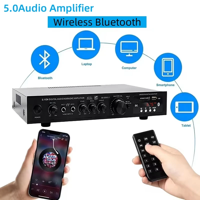 Home Cinema Beamer - AV-369BT Bluetooth 5.1 Ses Hoparlörü AMP