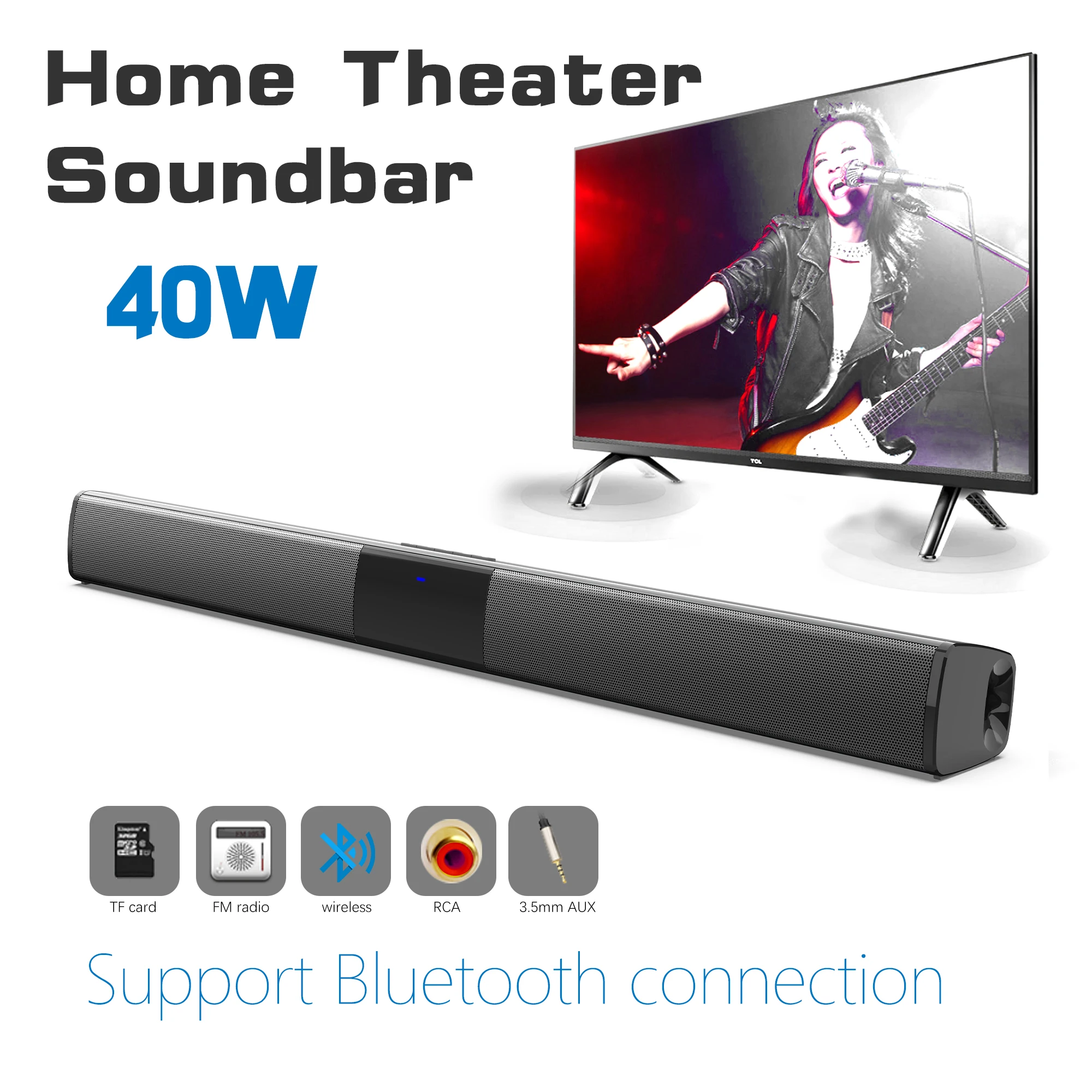 Soundbar Bluetooth Home - TV bilgisayar için 40W yüksek güç