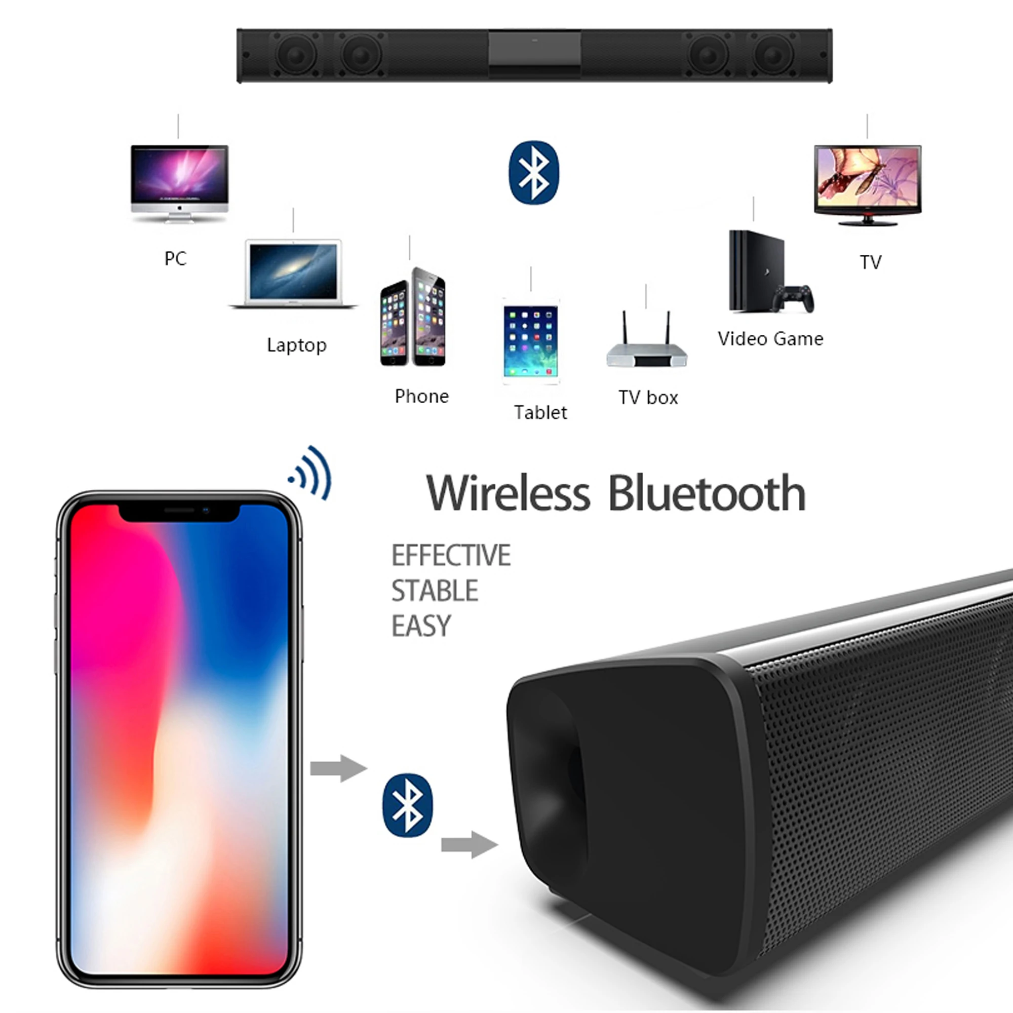TV bilgisayar için 40W yüksek  - Soundbar Bluetooth Home incelemesi ve fiyatı